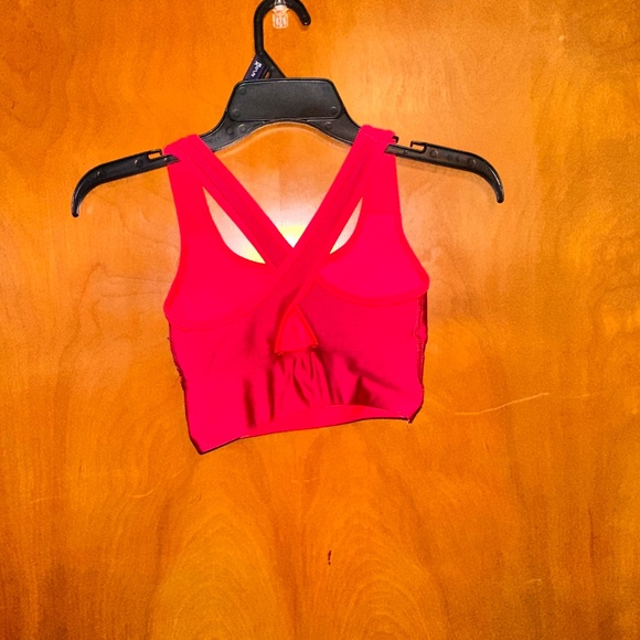Hot Pink Crisscross Back Sports Bra / Athletic Crop Top - Picture 2 of 2